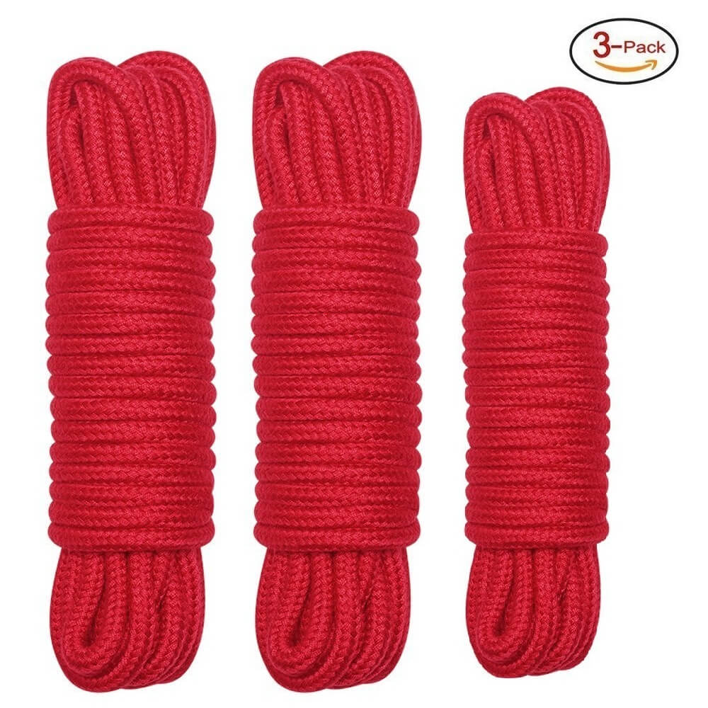 32 Feet Red and Grey Cotton Bondage Rope