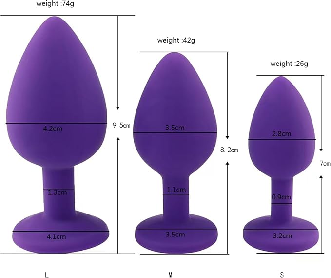 3 PCS Set  Silicone Anal Plug-Purple