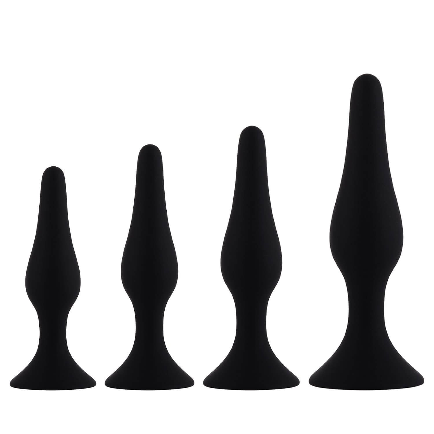 Black 4 Piece Silicone Anal Plug