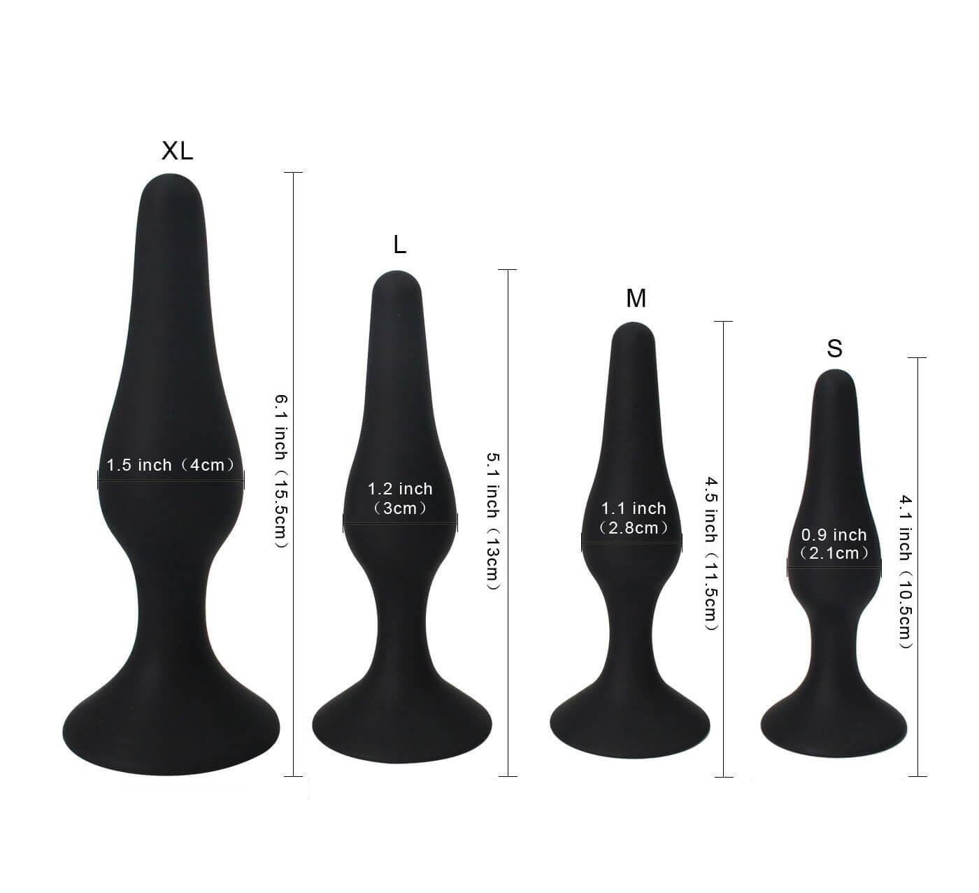 Black 4 Piece Silicone Anal Plug