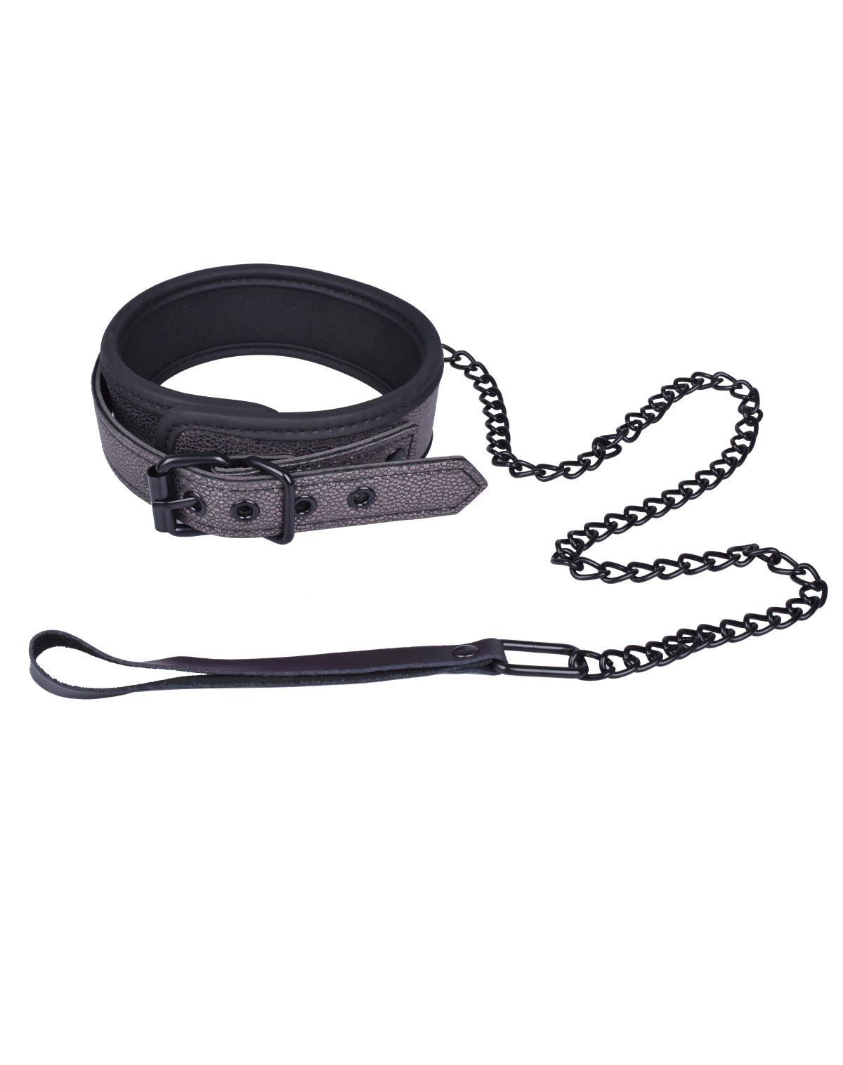 Grey Luxe Collar With Leash