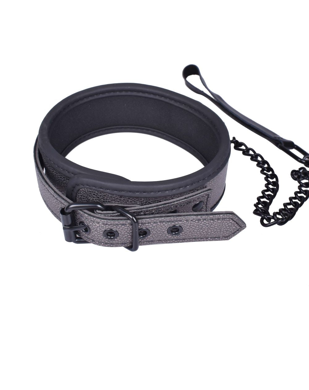 Grey Luxe Collar With Leash