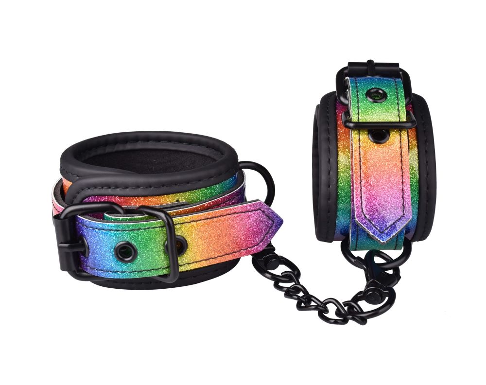 Bondage Handcuffs BDSM Sex Restraints Adjustable Leather Cuffs-light colorful