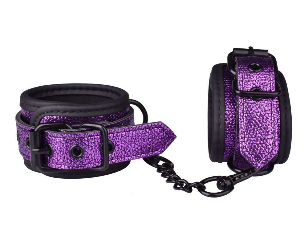 Bondage BDSM Adjustable Leather Handcuffs-Purple