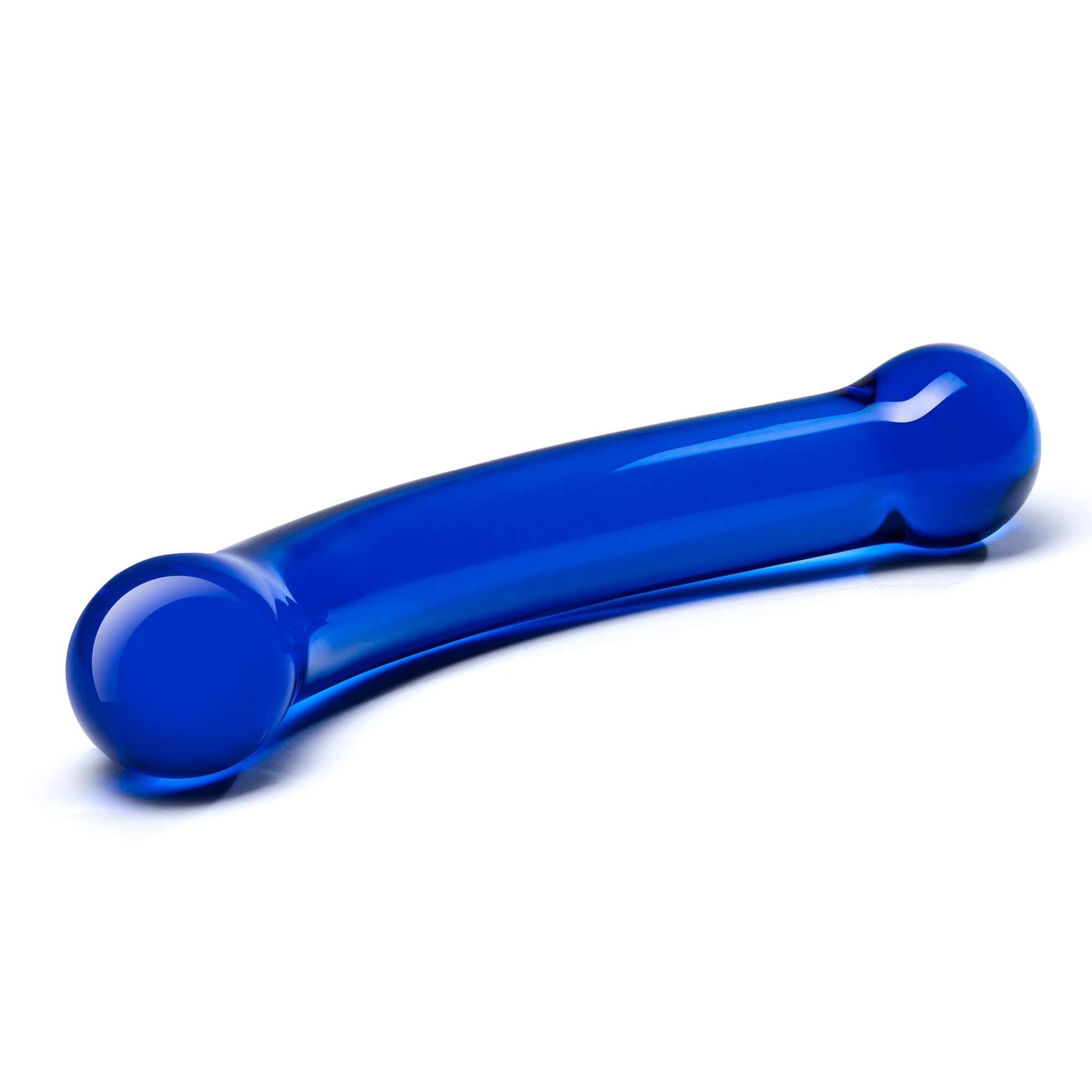 G-Spot Stimulation Realistic Curved Blue Glass Dildo 6"