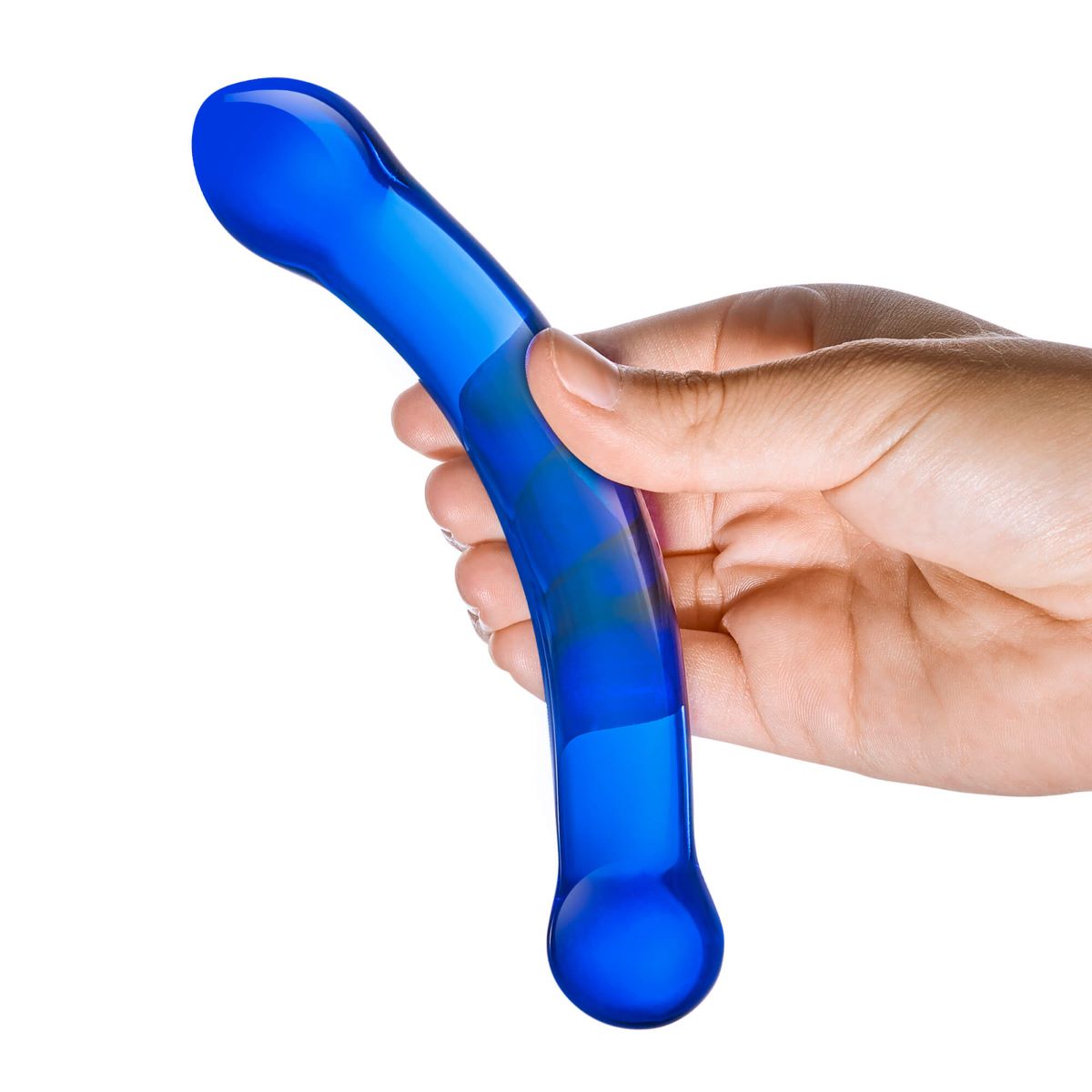 G-Spot Stimulation Realistic Curved Blue Glass Dildo 6"