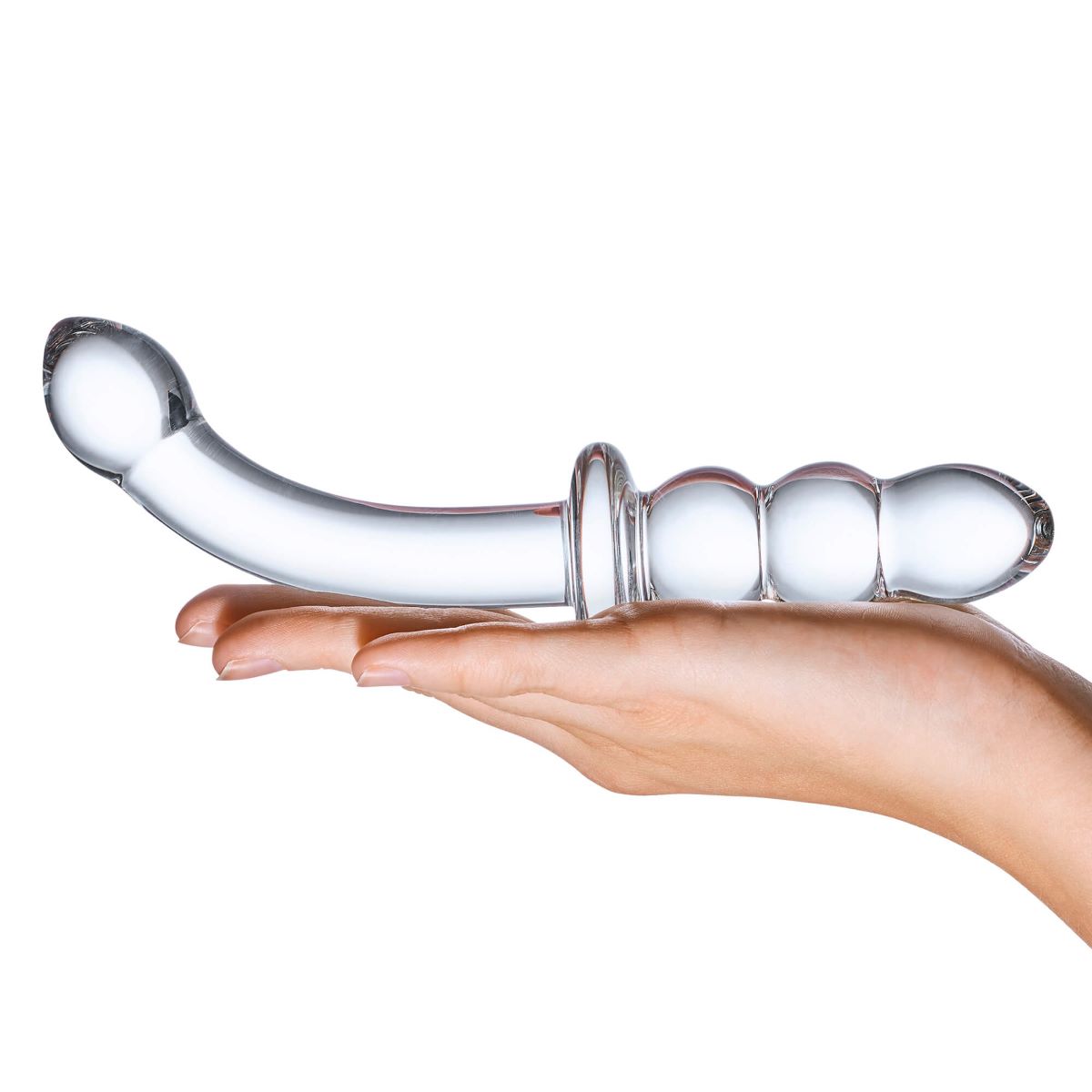 8" Ribbed G-Spot Glass Dildo