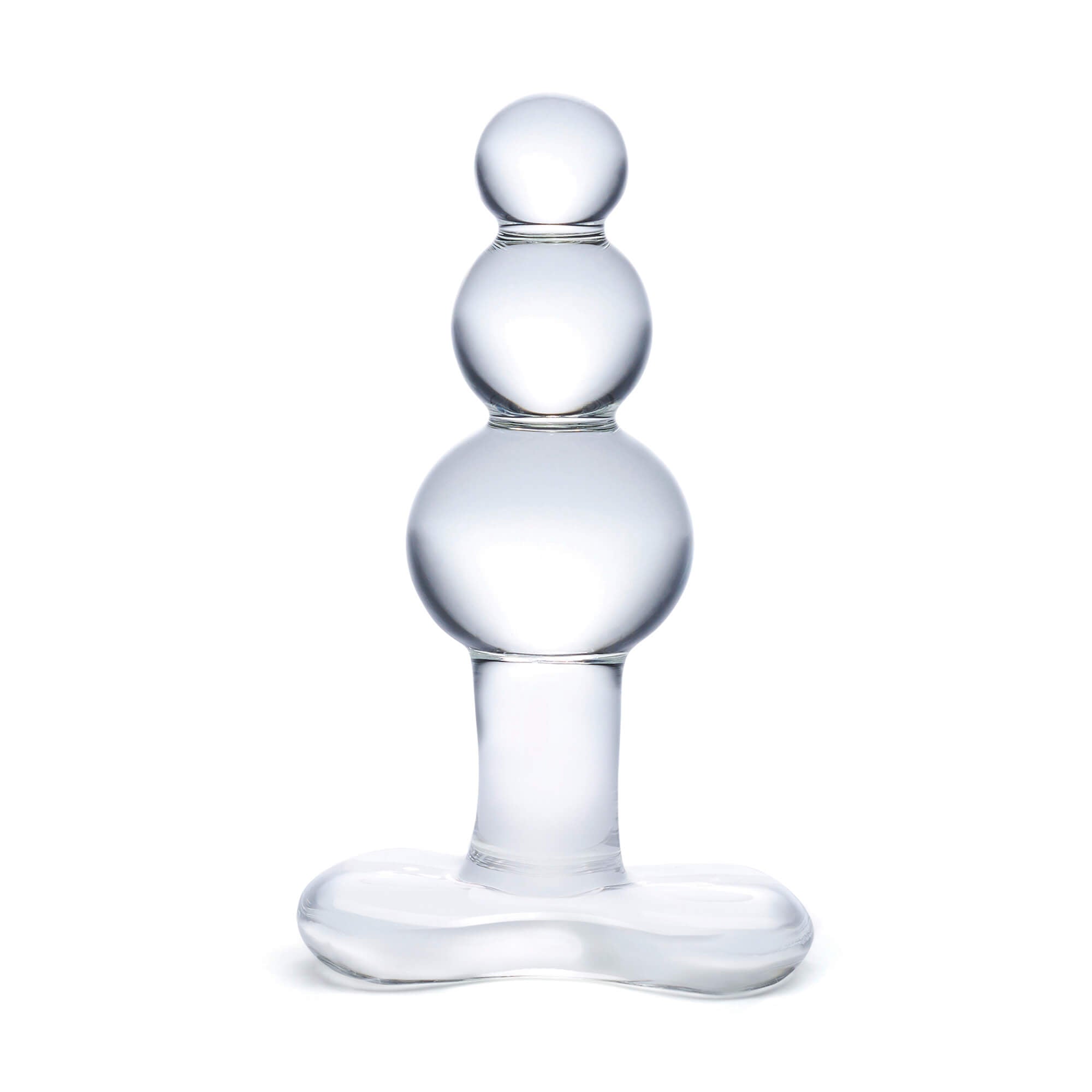 4" Beaded Glass Butt Plug With Tapered Base