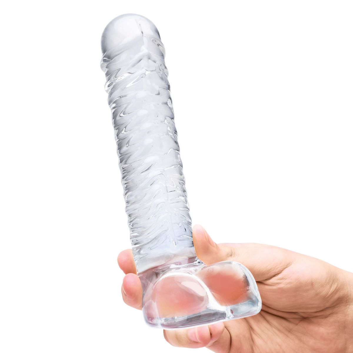 Handle Clear Glass Dildo