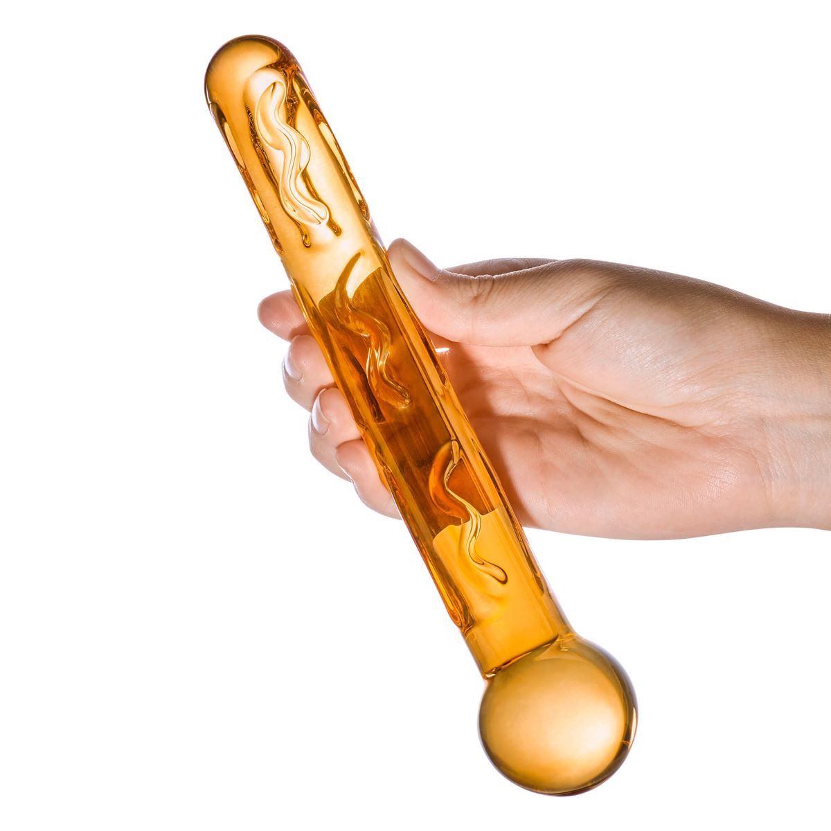 Orange Tickler Glass Dildo