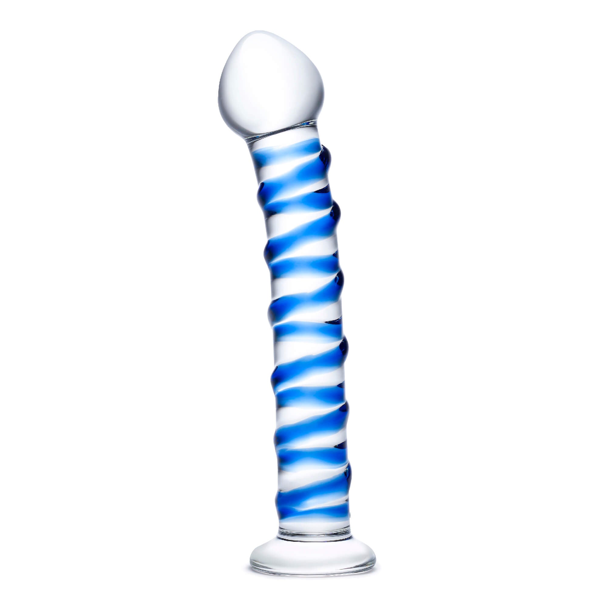 Blue Spiral Glass Dildo