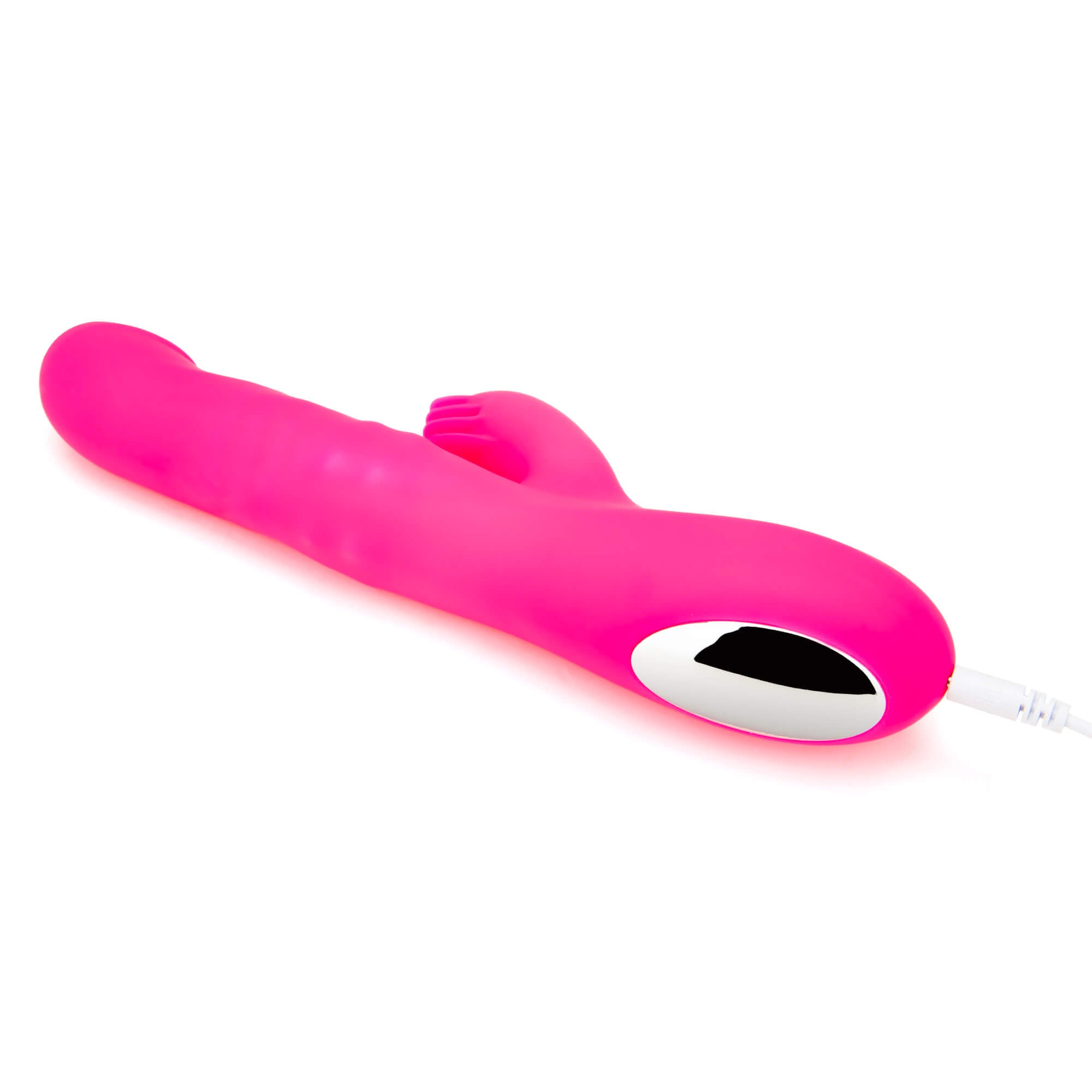 Ribbed Silicone Rabbit Vibe-Rose Red