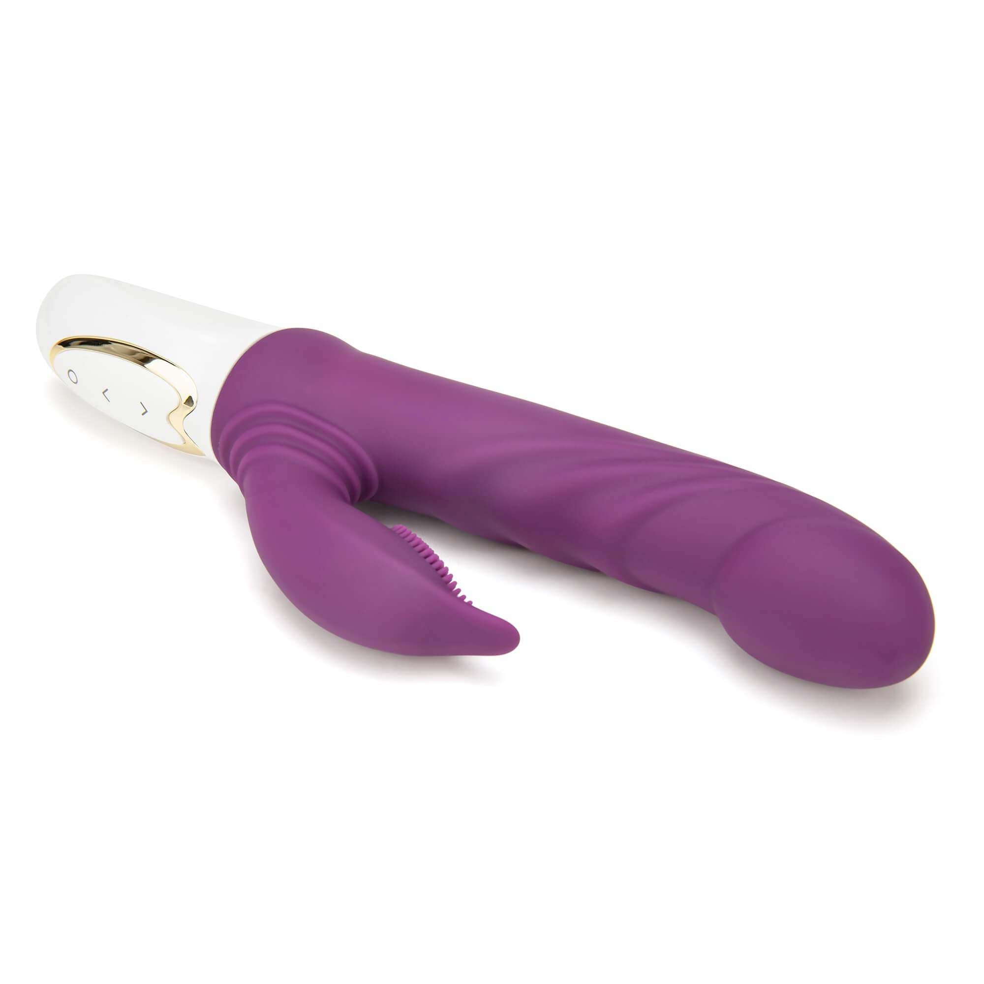 Rippled Silicone Rabbit Vibe-Purple