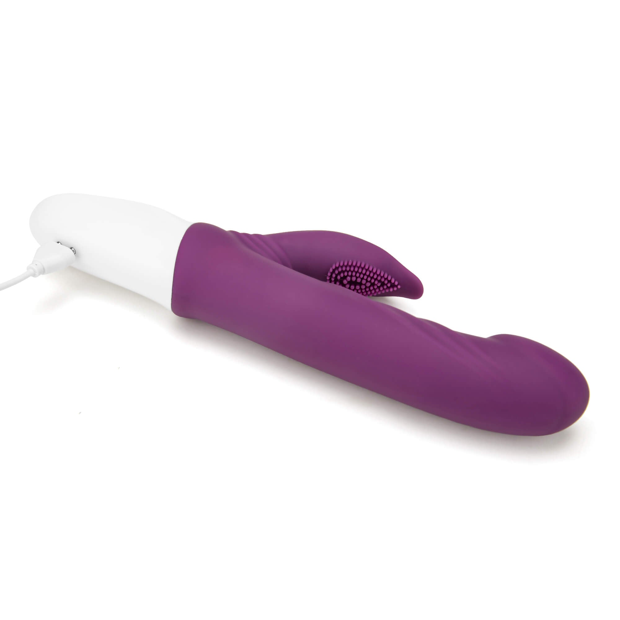 Rippled Silicone Rabbit Vibe-Purple